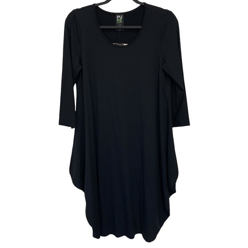 Pure Essence Urbanology Black Dress 3/4 Sleeve Midi Whimsigoth Bamboo Rayon
